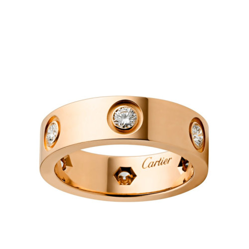 CARTIER/卡地亞 經典款LOVE 18K金玫瑰金鉆石戒指 鑲嵌6顆鉆石 B4097500