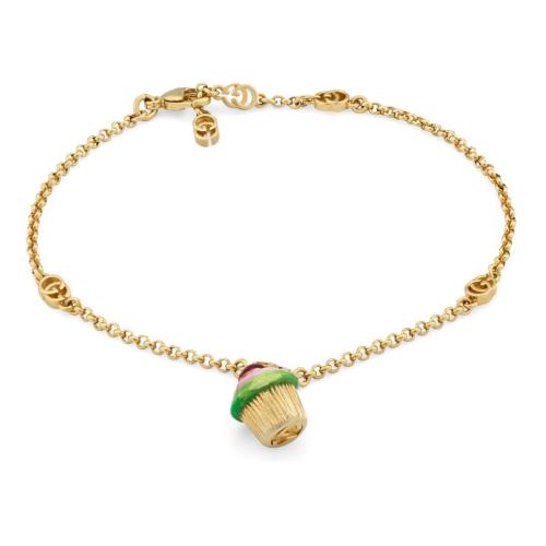  GUCCI古馳 22年秋冬 女士 互扣式雙G紙杯蛋糕墜飾手鏈 702712 I7748 8484