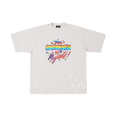 Balenciaga/巴黎世家 22年秋冬新款 男士白色純棉褪色效果短袖T恤641675TMVH32569