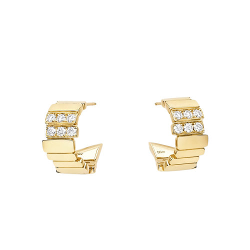 DIOR/迪奧 GEM系列 18K金黃金鑲嵌鉆石耳環(huán)JGEM95004_0000