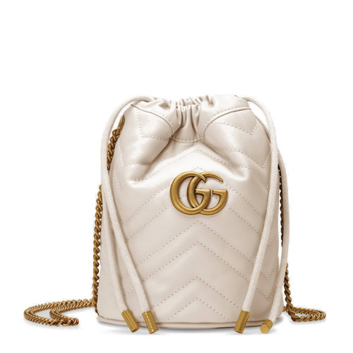 GUCCI/古馳  女士GG Marmont復(fù)古雙G扣小牛皮迷你水桶包（4色可選）575163