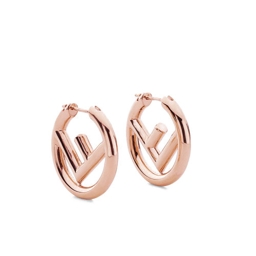 FENDI/芬迪  F IS FENDI系列 女士玫瑰金金屬Fendi徽標(biāo)圓形耳環(huán)8AG745B08F0CJ4