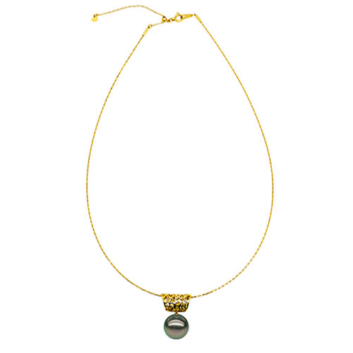 zhuella/珠艾樂 經(jīng)典奢華祥云圖騰 大溪地黑海水珍珠吊墜項(xiàng)鏈項(xiàng)圈