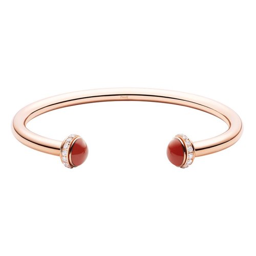 PIAGET/伯爵 經(jīng)典POSSESSION時來運轉(zhuǎn)系列 18K金玫瑰金紅玉髓鑲鉆可轉(zhuǎn)動開口手鐲 G36PA600