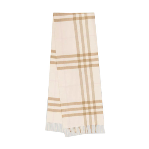 BURBERRY/博柏利 經(jīng)典款 男女同款白色/雪花白格紋羊絨流蘇圍巾80208141