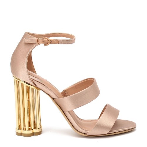 Salvatore Ferragamo/菲拉格慕 裸色 女士緞面高跟涼鞋 694503-01N620-DAIANO-A6X5MA