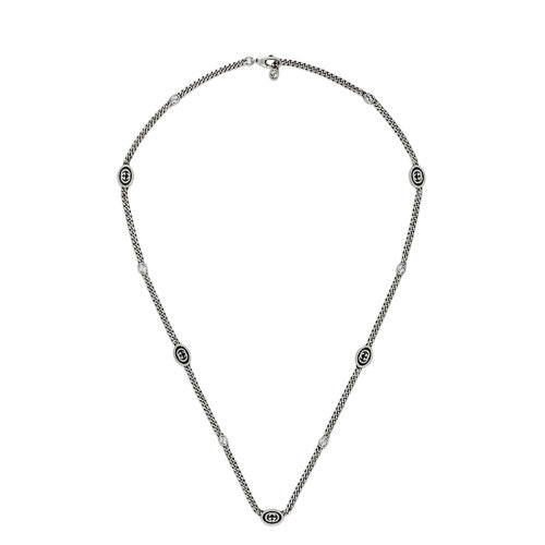 GUCCI/古馳  925純銀琺瑯互扣式雙G細(xì)版項(xiàng)鏈678658J84108191