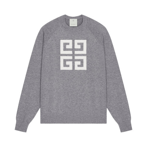 Givenchy/紀(jì)梵希 22年秋冬新款 女士灰色/淡褐色純山羊絨大logo針織衫衛(wèi)衣BW908N4ZEQ-060