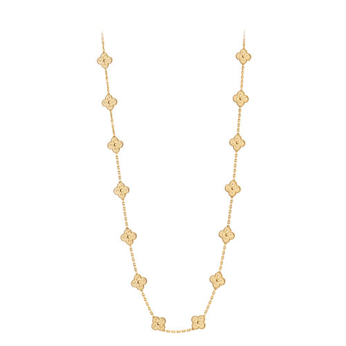 Van Cleef & Arpels/梵克雅寶 經(jīng)典Vintage Alhambra系列 18k金黃金20四葉草長(zhǎng)項(xiàng)鏈VCARO1IC00
