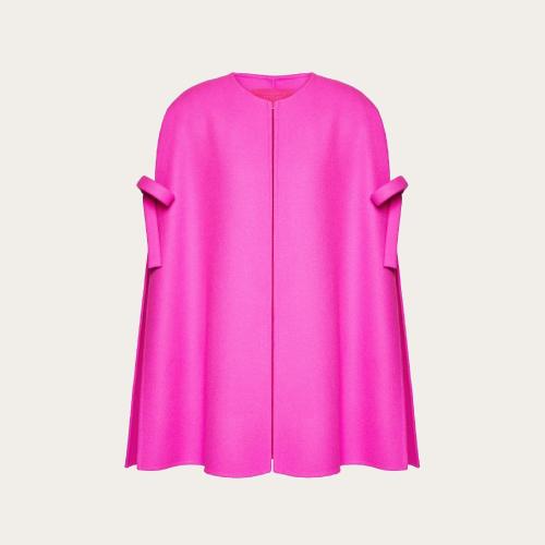  VALENTINO華倫天奴 22年秋冬 女士 斗篷 CAPE EN DIAGONAL DOUBLE WOOL ORNéE DE NOEUDS 1B0C