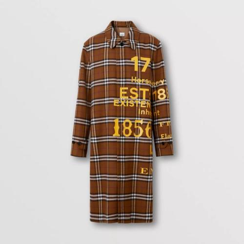  BURBERRY 22年秋冬 男士 Horseferry 印花格紋羊毛輕便大衣 80612801