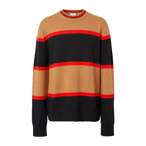 BURBERRY 博柏利 巴寶莉 男士 服裝 21春夏 拼色圓領羊毛長袖針織衫 男士毛衣針織衫