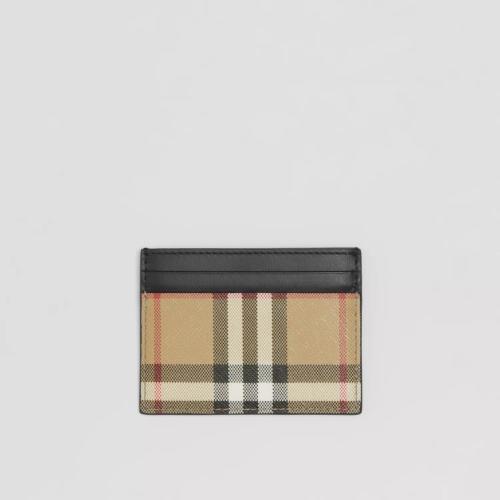  BURBERRY 22年秋冬 女士 Vintage 格紋拼皮革卡片夾 80580111