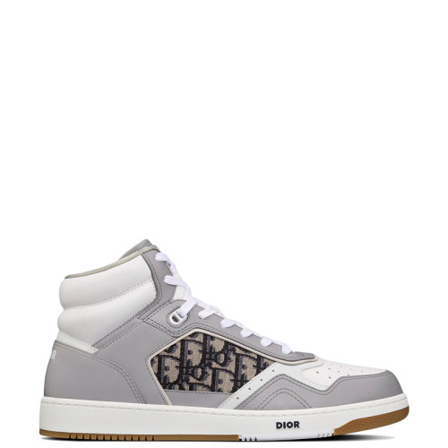 DIOR/迪奧 22年早春新款 B27系列 男士灰色/白色光滑牛皮革側(cè)面黑色老花印花高幫運動鞋3SH133ZIR_H165