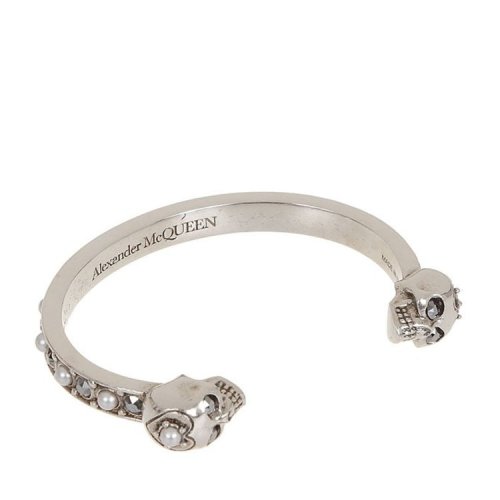 Alexander McQueen/亞歷山大麥昆 時尚百搭 女士銀色骷髏頭手鐲 553653J160Y1328