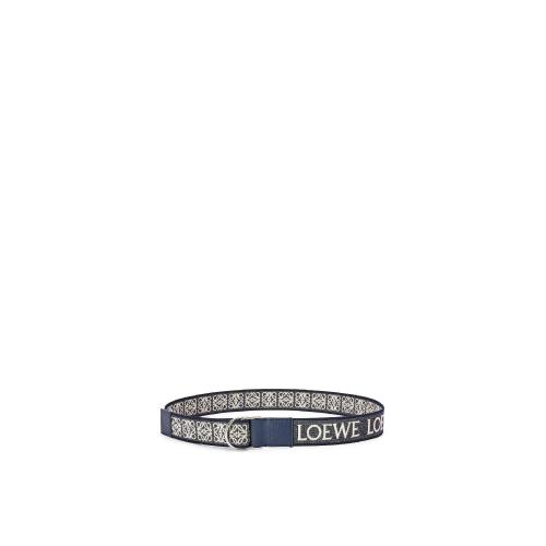  LOEWE羅意威 22年秋冬 男士 腰帶 D Ring belt in Anagram jacquard and calfskin E619238X14-