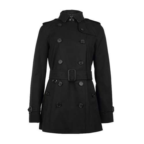 Burberry/博柏利  女裝 服裝 肯辛頓系列 女士黑色棉質(zhì)短款純棉時(shí)尚風(fēng)衣 女士大衣
