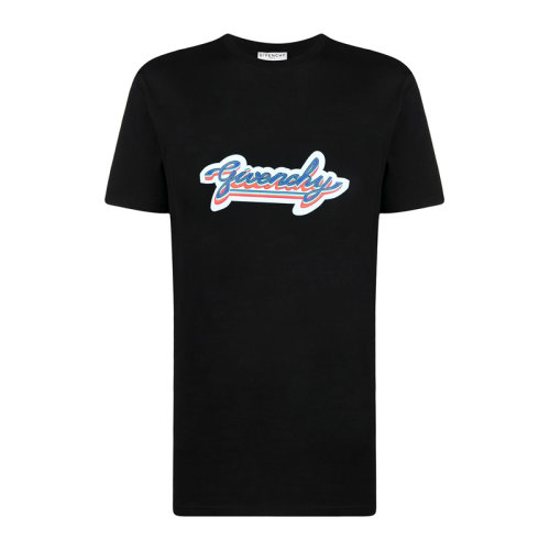 GIVENCHY 紀(jì)梵希 男士 服裝  黑色圓領(lǐng)字母LOGO圖案棉質(zhì)T恤 男士短袖T恤