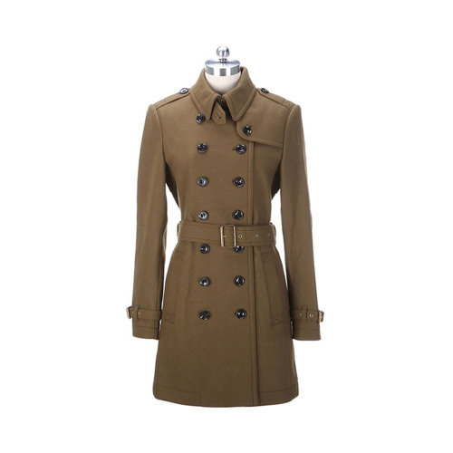 BURBERRY/博柏利 女士橄欖棕色中長款雙排扣風(fēng)衣 3890717