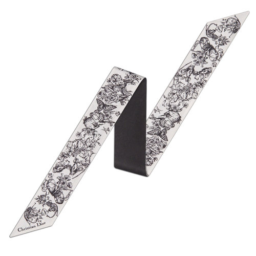 DIOR/迪奧新款 女士黑白色真絲斜紋絲巾15CON106I606_C011