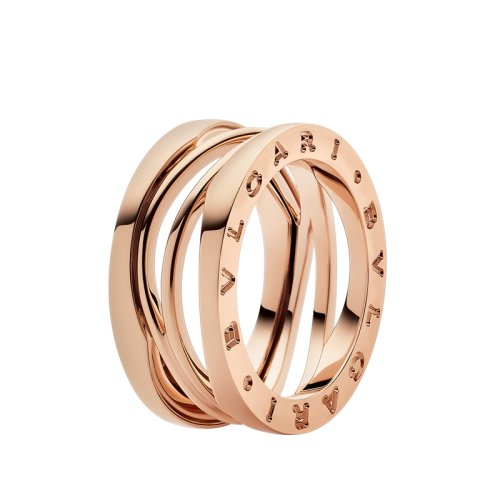 BVLGARI/寶格麗 B.zero1系列18K金玫瑰金鏤空 窄版戒指   353559