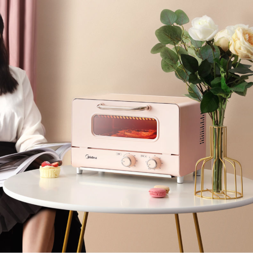 Midea/美的 PT12AO 家用臺(tái)式迷你電烤箱-清新粉 mini美食箱【新品】