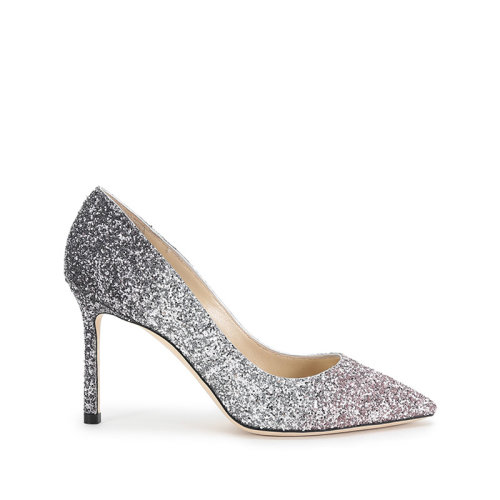 JimmyChoo/周仰杰 女士漸變閃光面料尖頭高跟鞋 ROMY 85 VNB