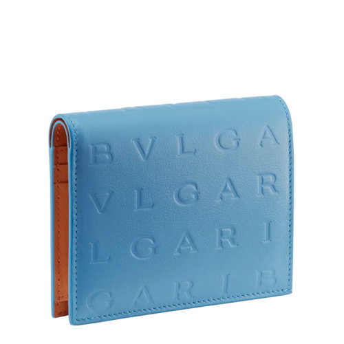 BVLGARI/寶格麗  女士藍(lán)色Bvlgari Infinitum圖案燙印小牛皮短款錢包291702