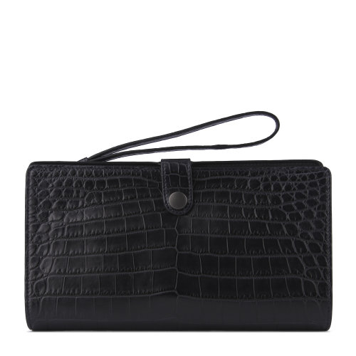 【秒發(fā)】Bottega Veneta/葆蝶家 黑色多功能鱷魚皮手拿包