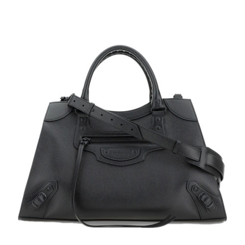 Balenciaga/巴黎世家 Neo Classic City系列女士黑色小牛皮浮雕徽標(biāo)流蘇雙向拉鏈開(kāi)合單肩包斜挎包手提包機(jī)車(chē)包女包 638470-15Y47-1000