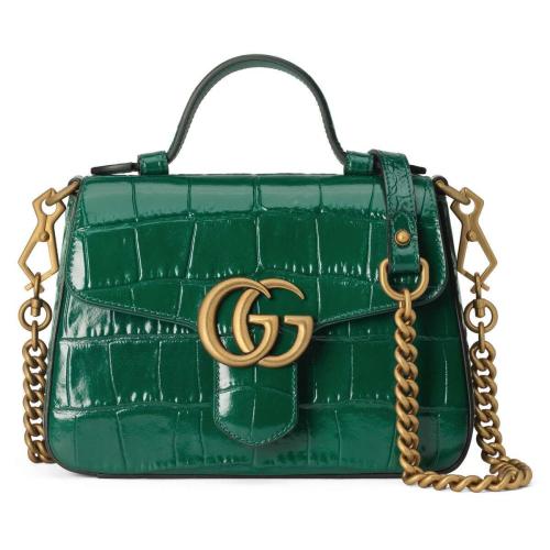  GUCCI古馳 22年秋冬 女士 GG Marmont系列鱷魚皮迷你手提包 547260 EV40T 3120