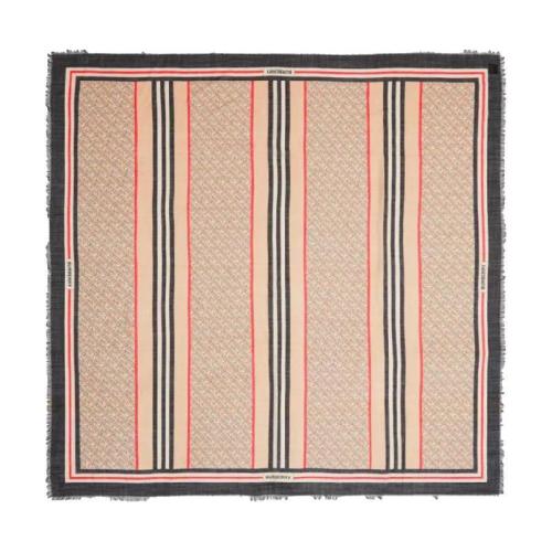  BURBERRY 22年秋冬 女士 標(biāo)志性條紋專屬標(biāo)識(shí)印花羊毛絲質(zhì)大號(hào)方巾 80180371 預(yù)定商品1-3周發(fā)貨