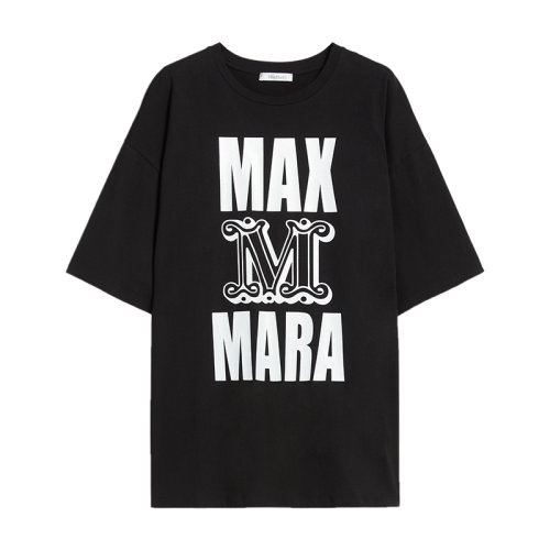 MaxMara/麥絲瑪拉 22年秋冬新款 CARLO系列 女士黑色棉質(zhì)印花中袖T恤1946062906021