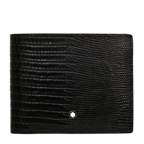 MontBlanc/萬寶龍 男士黑色壓紋皮革短款對折logo錢包錢夾卡包卡夾 116285