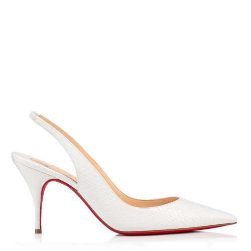 Christian Louboutin/克里斯提魯布托 女士白色小牛皮蛇鱗紋克萊爾吊帶高跟鞋3200041W222