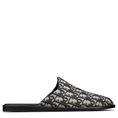 DIOR/迪奧 21年春夏新款 男士米色和黑色提花帆布涼拖3SA097ZJU_H961