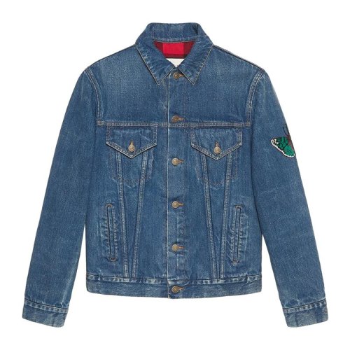 GUCCI 古馳  楊洋同款 男裝 服裝 藍(lán)色棉質(zhì)牛仔長(zhǎng)袖 男士夾克外套