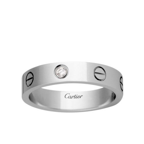 CARTIER/卡地亞 經(jīng)典款LOVE 18K金白金鉆石戒指結(jié)婚對戒 鑲嵌1顆鉆石 B4050500