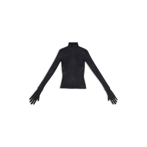  BALENCIAGA巴黎世家 22年秋冬 女士 長(zhǎng)袖T恤 LINGERIE TURTLENECK TOP 702343TWG011000