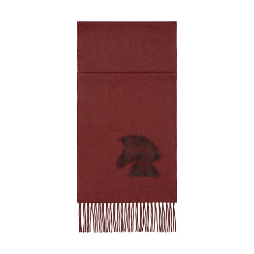 HERMES/愛馬仕 22年早春新款 Highlands系列 男士紅色刺繡貼花純羊絨圍巾H393780T04
