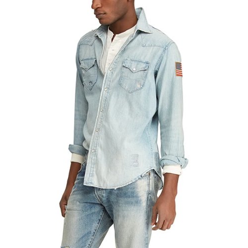 Polo Ralph Lauren/拉夫勞倫馬球  Flag 常規(guī)款 旗幟牛仔西部襯衫468687