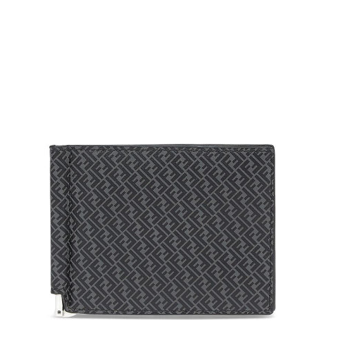 FENDI/芬迪 20  男士黑色FF印花小牛皮翻蓋錢(qián)包7M0281AGLPF0L6B