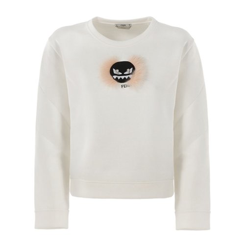 FENDI/芬迪 女士棉質(zhì)圓領胸前小怪獸長袖套頭衫女衛(wèi)衣