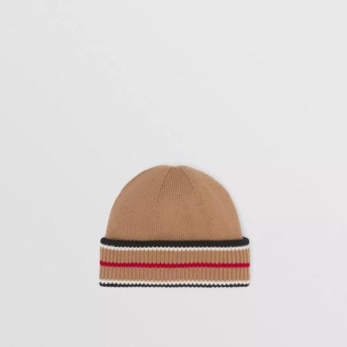  BURBERRY 22年秋冬 男士 雙面兩用標志性條紋羊絨混紡毛線帽 80495481