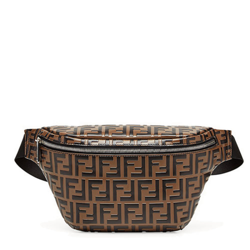 FENDI/芬迪2020早春新款 男士棕色小牛皮配FF浮雕飾面  腰包 7VA434A5PJF0H3C