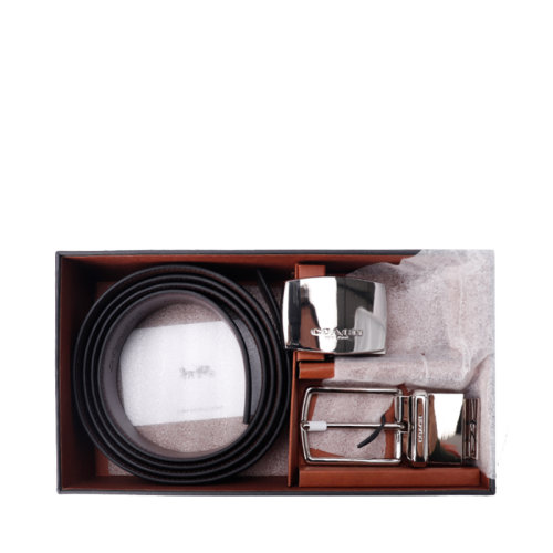 Coach/蔻馳 男士時(shí)尚高端禮盒款雙面腰帶套裝 針扣板扣腰帶F65185