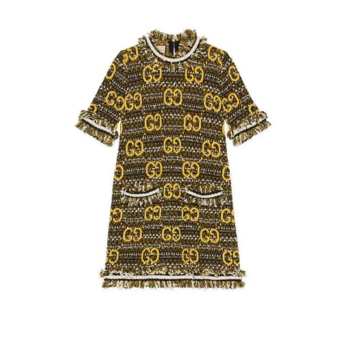  GUCCI古馳 22年秋冬 女士 羊毛馬海毛GG連衣裙 721151 XKCQX 1127