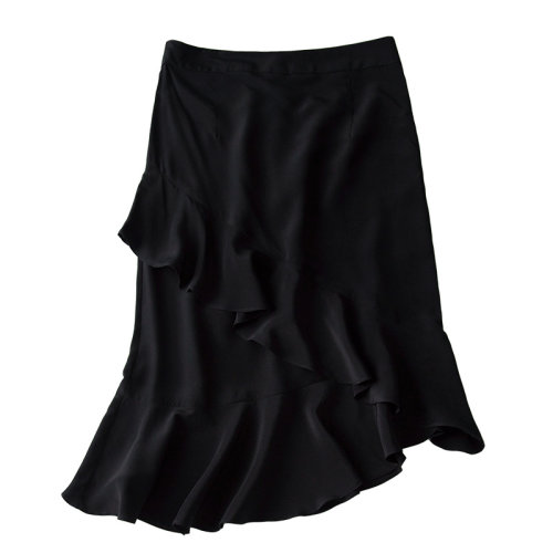 GeleiStory/GeleiStory  夏季新款桑蠶絲修身不規(guī)則長款純色魚尾裙半身裙  女裝＞女士裙裝＞女士半身裙