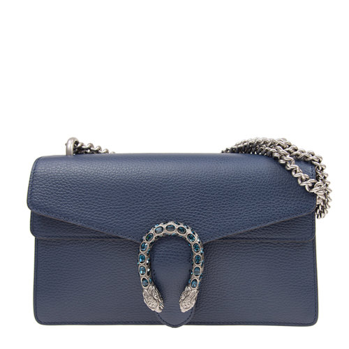 GUCCI/古馳  古琦女包 Dionysus系列 虎頭扣 女士深藍(lán)色皮質(zhì)時(shí)尚鏈條單肩斜挎包酒神包 400249 CAOGN 8205