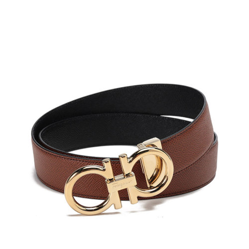 SalvatoreFerragamo/菲拉格慕 男士牛皮板扣式仿古雙面皮帶腰帶 679974